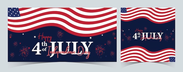 Conjunto de Feliz 4 de julio 4 de julio Día de la Independencia de los Estados Unidos Venta de banner web del Día de la Independiencia de Estados Unidos
