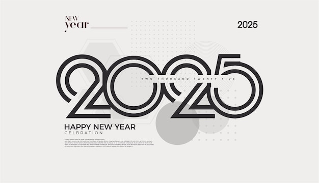 El conjunto de Feliz Año Nuevo cubre el año 2025 Diseño único con números planos en un fondo simple Fondo vectorial premium del año nuevo 2025