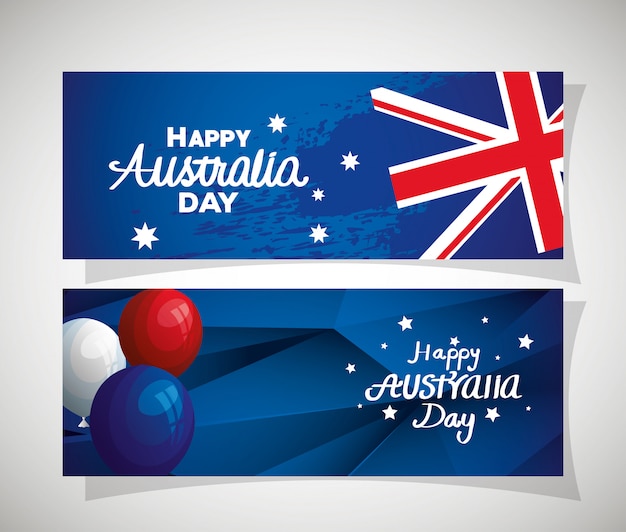 Conjunto de feliz día de australia con decoración