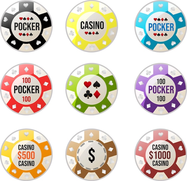 Vector conjunto de fichas de casino coloridas