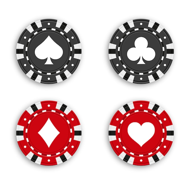 Vector conjunto de fichas para jugar al poker y al casino.