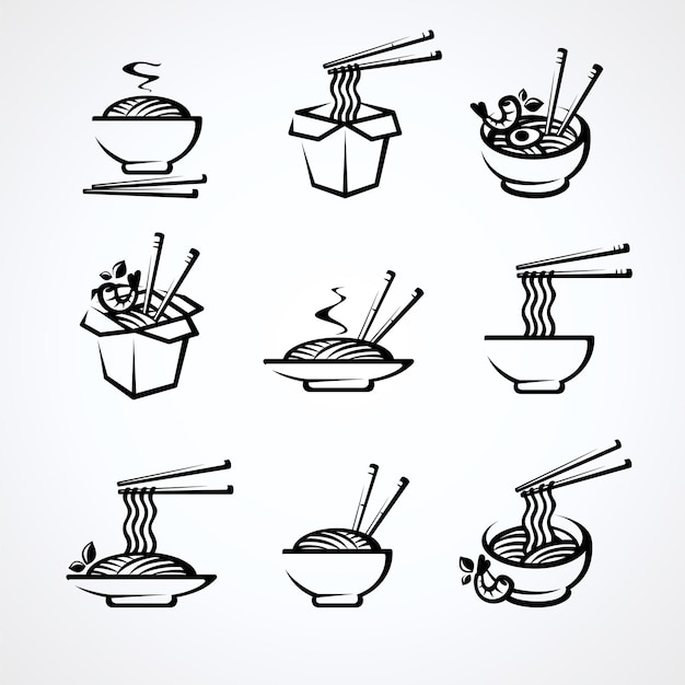 Conjunto de fideos Colección icono fideos Vector