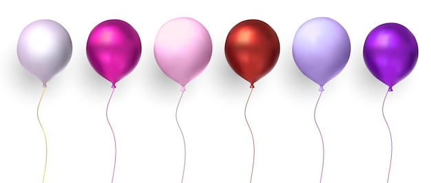 Conjunto de fiesta de globos aislado sobre fondo transparente Vector realista