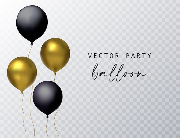 Conjunto de fiesta de globos aislado sobre fondo transparente vector realista