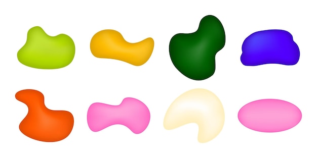 Conjunto de figuras 3D abstractas dinámicas Diferentes elementos geométricos coloridos de forma lisa