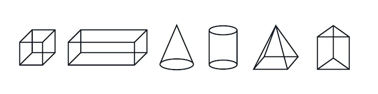 Vector conjunto de figuras geométricas isométricas dibujo geométrico de objetos tridimensionales para el estudio de matemáticas y geometría plantilla de logotipo de icono vectorial