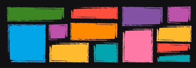 Conjunto de figuras de lápices de colores con varias formas rectangulares de garabateo elemento gráfico para niños