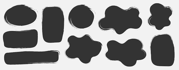 Conjunto de figuras onduladas en zigzag negro rectangular de formas orgánicas lúdicas con bordes texturizados Elementos artísticos