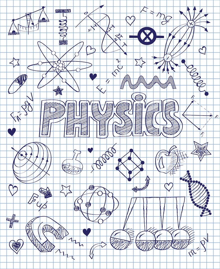 Vector conjunto de física dibujado a mano