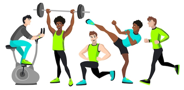 Vector conjunto de fitness con diferentes hombres.