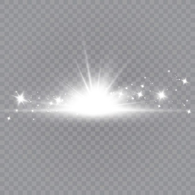 Conjunto de flashes, luces y destellos. Destellos brillantes y resplandores. Resumen luces aisladas Brillantes rayos de luz. Líneas brillantes