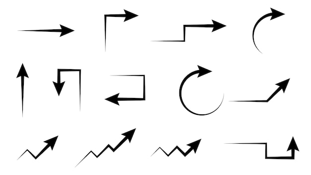 conjunto de flecha aislado sobre fondo blanco para elemento de diseño gráfico