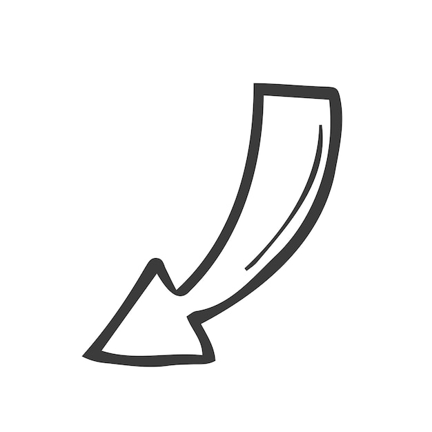 Conjunto de flecha doodle sobre fondo blanco