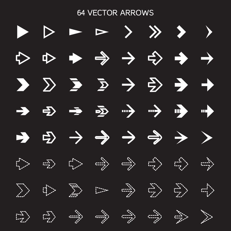 Vector conjunto de flechas aisladas, deshacer y botones anteriores.