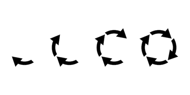 Conjunto de flechas circulares negras actualizar o reciclar restablecer sincronizar repetir y cargar