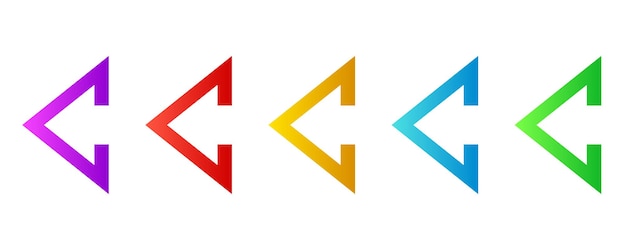 Conjunto de flechas de colores. Icono de flecha aislado. Flechas vectoriales de color a la izquierda.