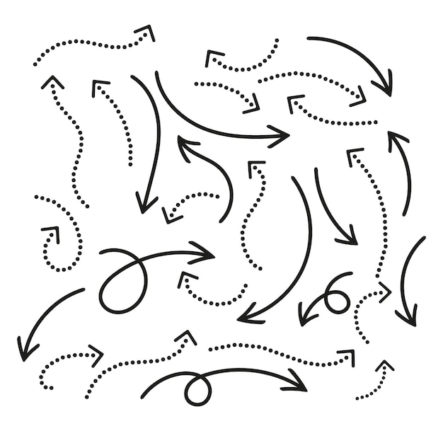 Conjunto de flechas Conjunto De flechas curvas negras en fondo blanco Elementos de flecha para diseño infográfico