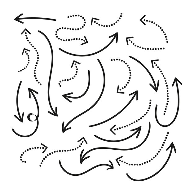 Conjunto de flechas Conjunto De flechas curvas negras en fondo blanco Elementos de flecha para diseño infográfico
