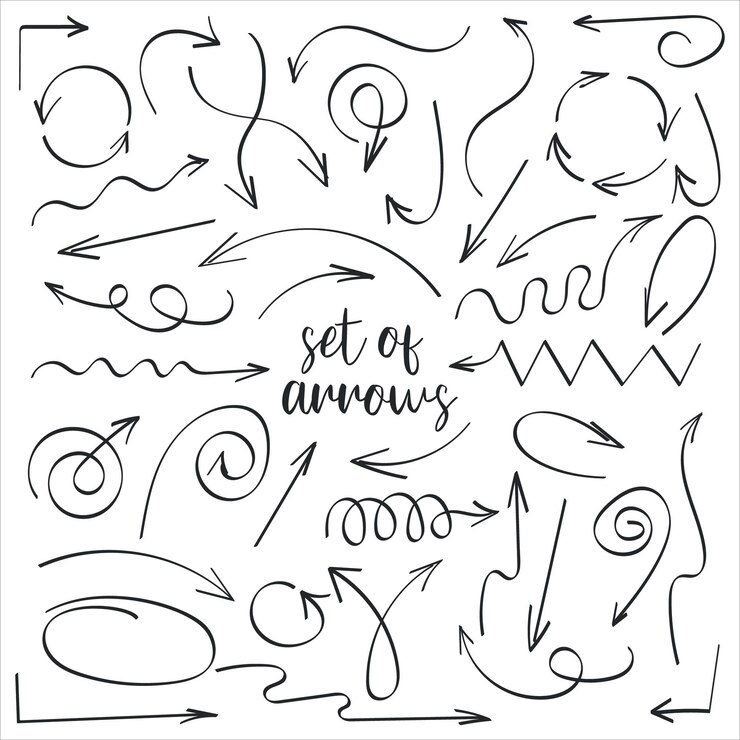 Vector conjunto de flechas decorativas dibujadas a mano en estilo tiza