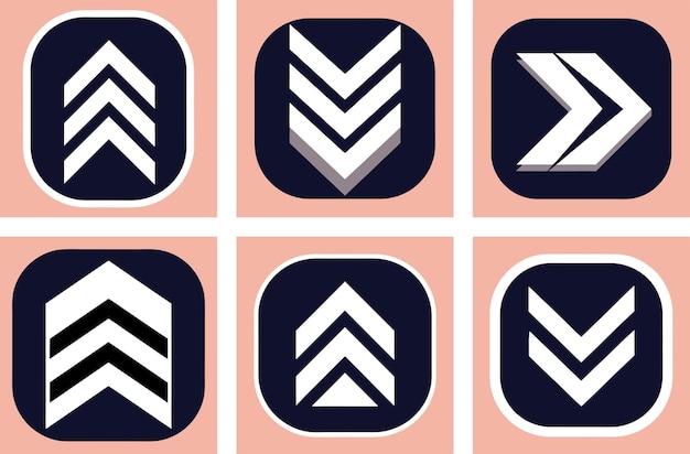 Un conjunto de flechas derecha izquierda arriba abajo en ilustración de vector plano resumen geométrico 33