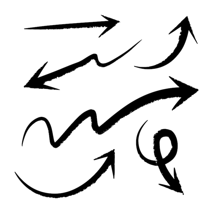 Vector conjunto de flechas dibujadas a mano doodle ilustración vectorial