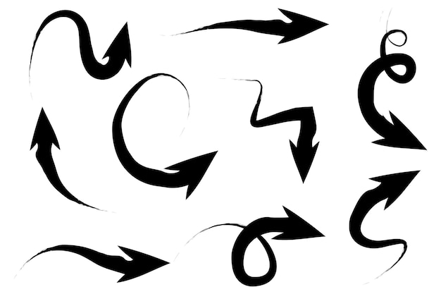 conjunto de flechas dibujadas a mano Elementos de diseño de garabatos vectoriales Ilustración sobre fondo blanco para banner infográfico empresarial diseño web y concepto