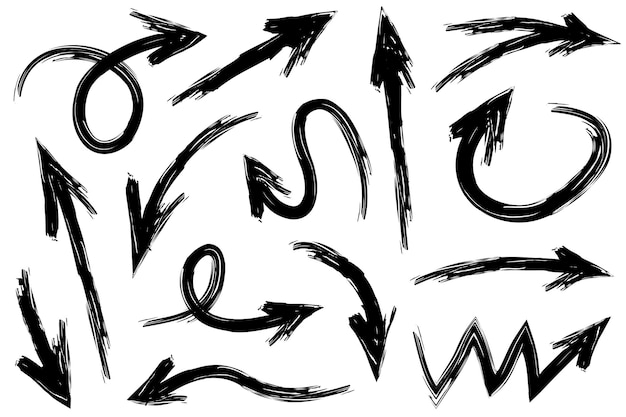 conjunto de flechas dibujadas a mano Elementos de diseño de garabatos vectoriales Ilustración sobre fondo blanco para banner infográfico empresarial diseño web y concepto
