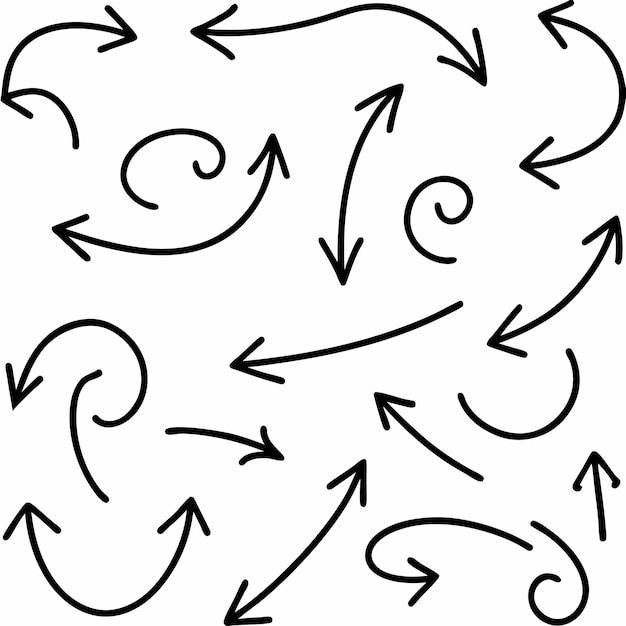 Un conjunto de flechas dibujadas a mano en varios estilos