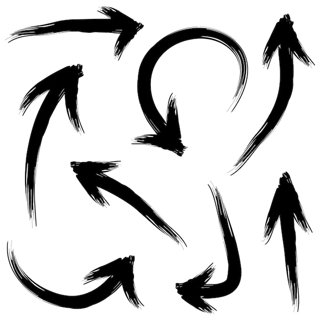 Conjunto de flechas dibujadas a mano Vector doodle elementos de diseño Ilustración en fondo blanco para negocios infografía banner web y diseño conceptual