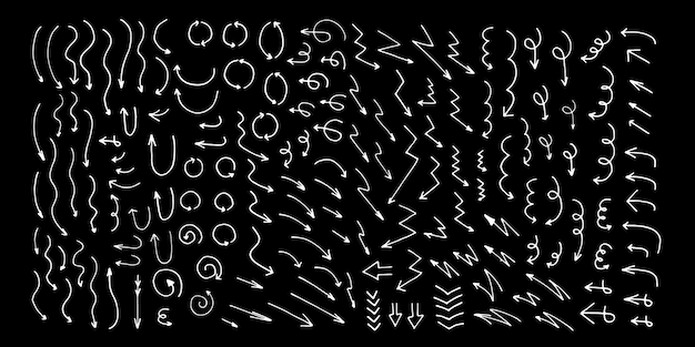 Conjunto de flechas dibujadas a mano