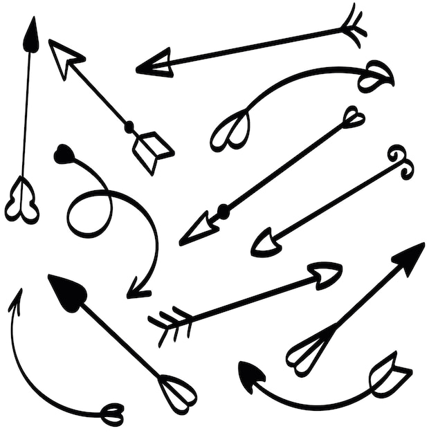 conjunto de flechas dibujadas a mano