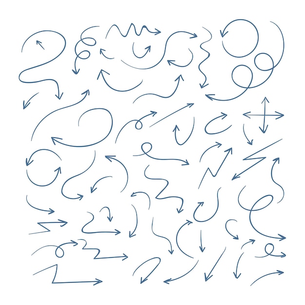 Conjunto de flechas doodle dibujado a mano