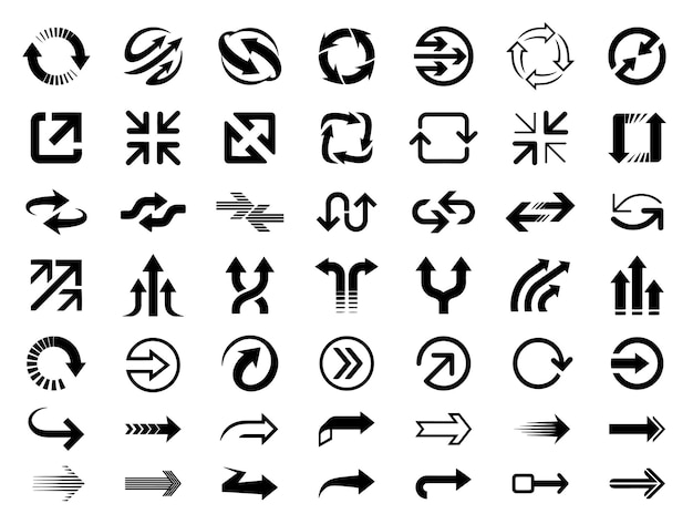 Conjunto de flechas Elementos de diseño vectorial aislados en fondo blanco