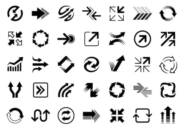 Conjunto de flechas Elementos de diseño vectorial aislados en fondo blanco