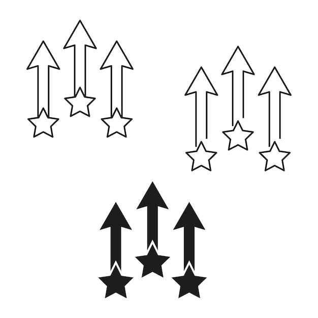 Conjunto de flechas de estrella ascendente Concepto de logro y éxito Indicadores de progreso Vector