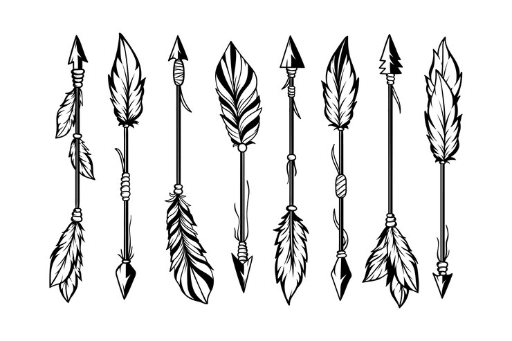 Vector conjunto de flechas étnicas dibujadas a mano estilo boho