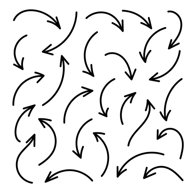 Conjunto de flechas de líneas dibujadas a mano