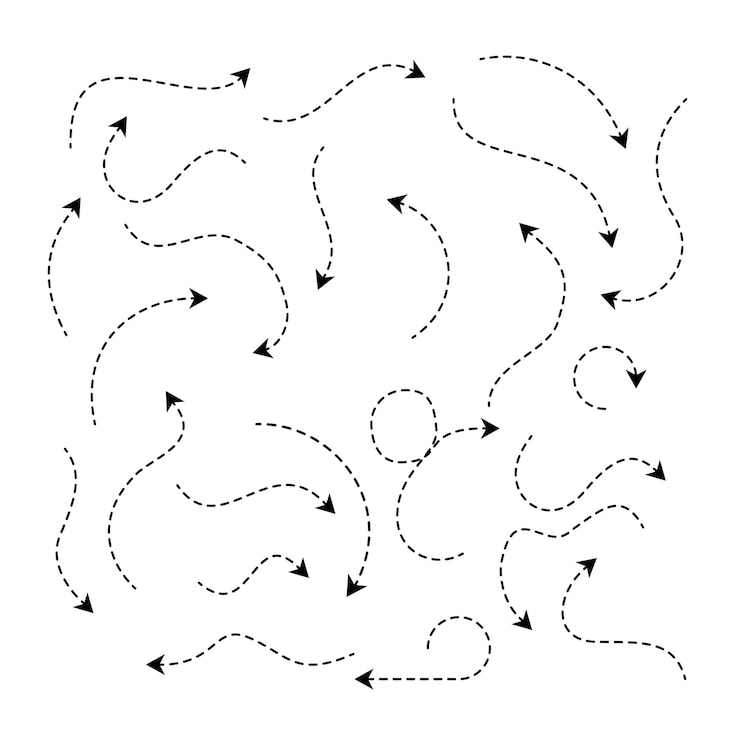 Vector conjunto de flechas de líneas divididas