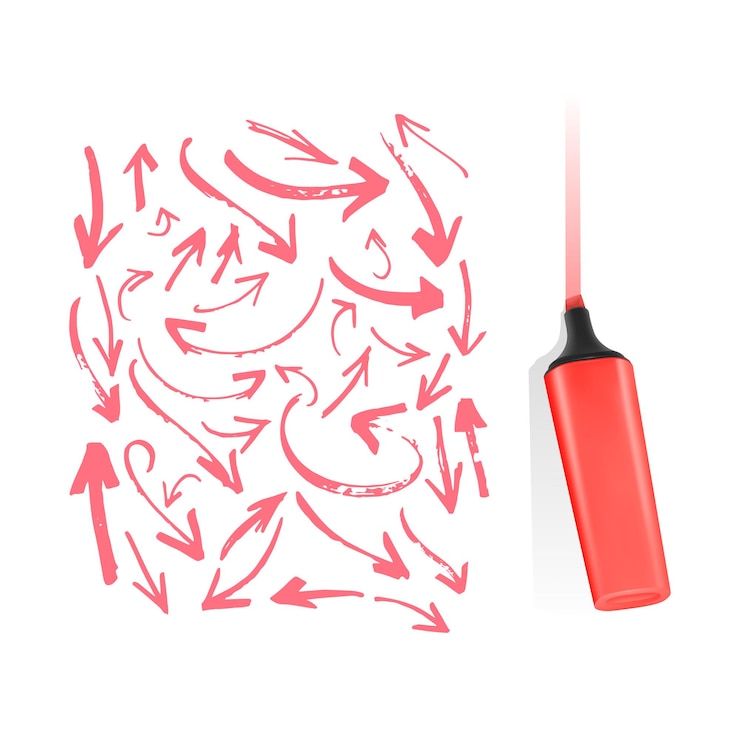Vector conjunto de flechas marcadoras de diferentes formas y direcciones