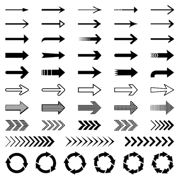 Conjunto de flechas negras Elementos de diseño vectorial diferentes formas