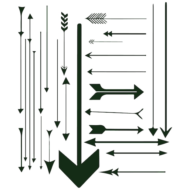 Conjunto de flechas negras minimalistas para conceptos de diseño de vectores direccionales