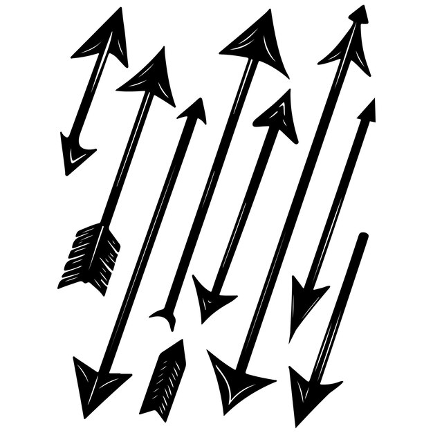 Conjunto de flechas negras minimalistas para conceptos de diseño de vectores direccionales