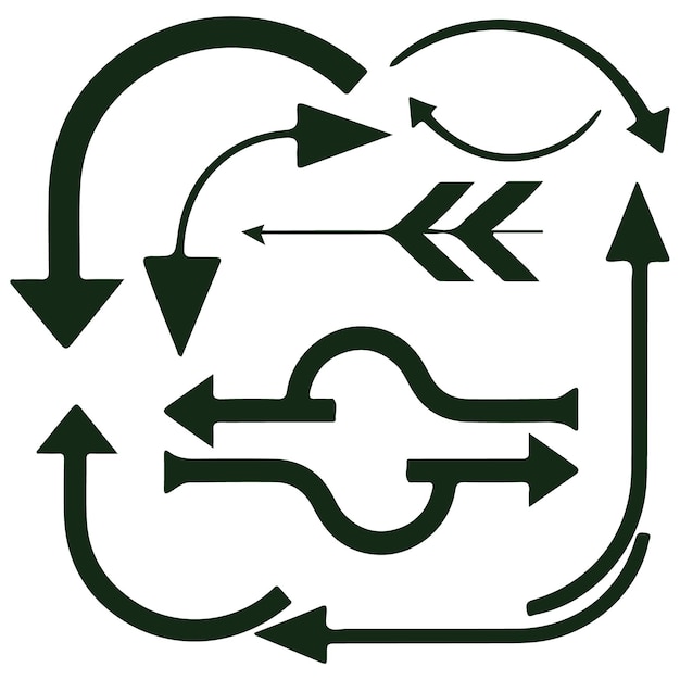 Conjunto de flechas negras minimalistas para conceptos de diseño de vectores direccionales