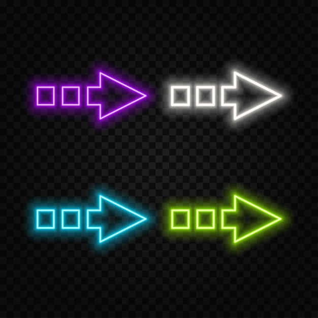Un conjunto de flechas de neón Puntero luminoso de contorno moderno