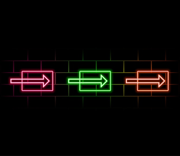 Un conjunto de flechas de neón Puntero luminoso de contorno moderno