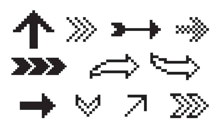 Vector un conjunto de flechas de píxeles una colección de flechas dobles de dirección de flecha de 8 bits