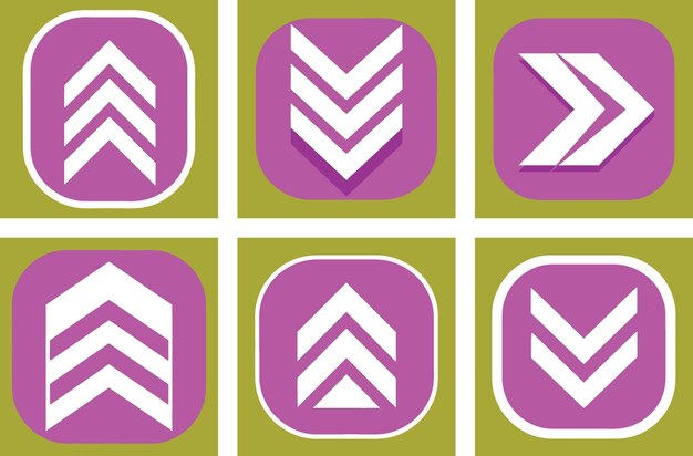 Un conjunto de flechas PNG derecha izquierda arriba abajo en ilustración vectorial plana diseño abstracto geométrico