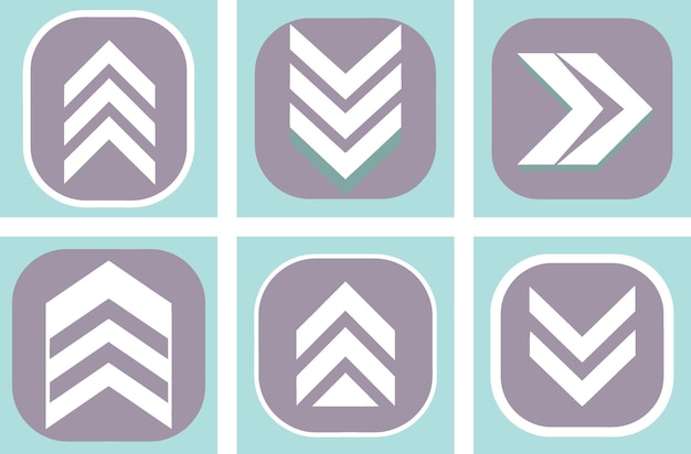 Un conjunto de flechas PNG derecha izquierda arriba abajo en ilustración vectorial plana diseño abstracto geométrico