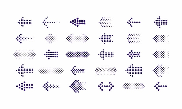 conjunto de flechas punteadas