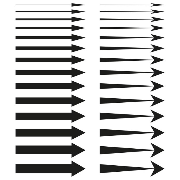 Conjunto de flechas rectas abstractas Símbolo de icono Ilustración vectorial